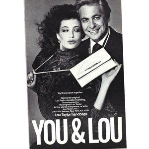 Lou Taylor Handbags NYC Fashion Women You and Lou 1980s Vintage Print Ad 9 inch